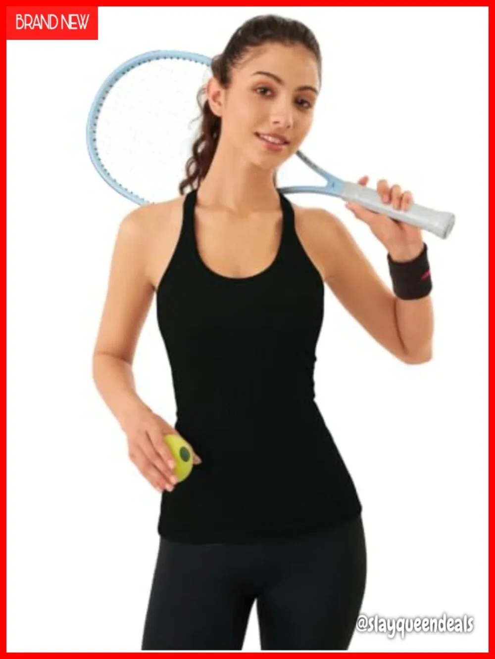 Ribbed Workout Tank Top with Built in Bra Racerback Gym Yoga
